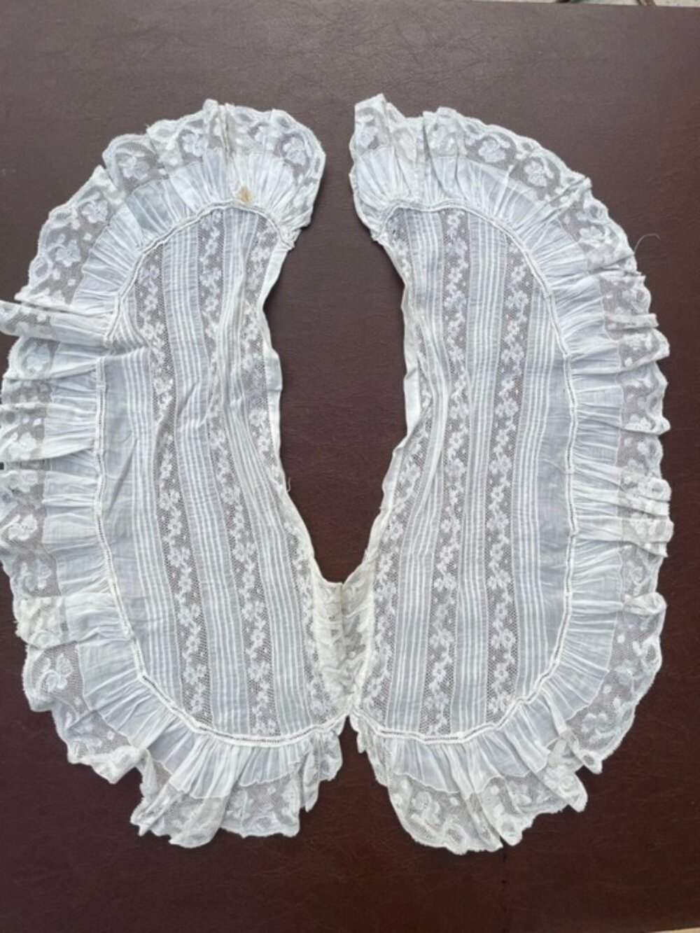 Authentic Antique Edwardian White Cotton Lace Detachable Ruffle Collar